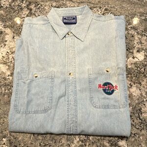 Vintage Hard Rock Cafe San Francisco Denim Button Down size XL.